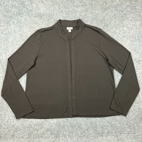 J Jill Cardigan Sweater Womens Large Brown Open Front Knit Topper Stretch Casual - Picture 1 of 12